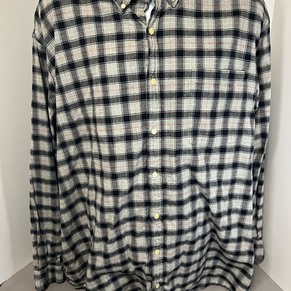 The Foundry Supply Co Button Down Plaid Long Sleeve Black & Grey Size 3XLT